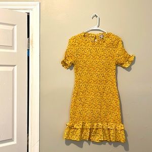 Yellow Scrunching Mini Dress